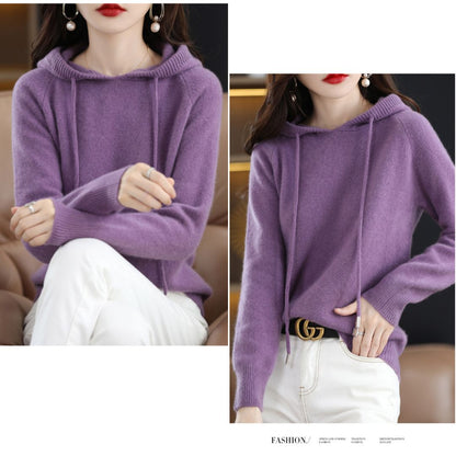 Wool Knit Hooded Top