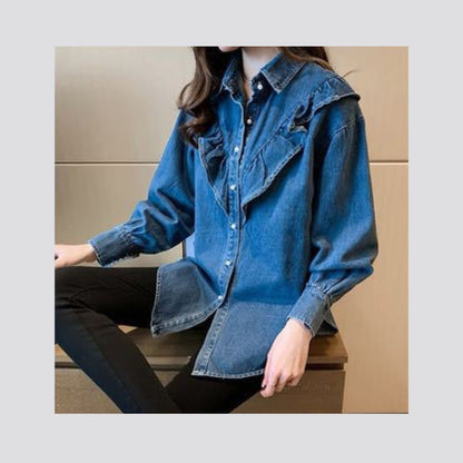 Ruffle Denim Shirt