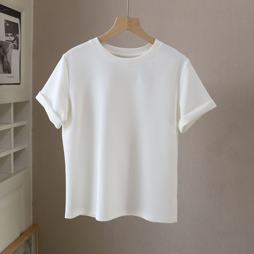 Color Block Crew Neck Versatile Short Sleeve T Shirt