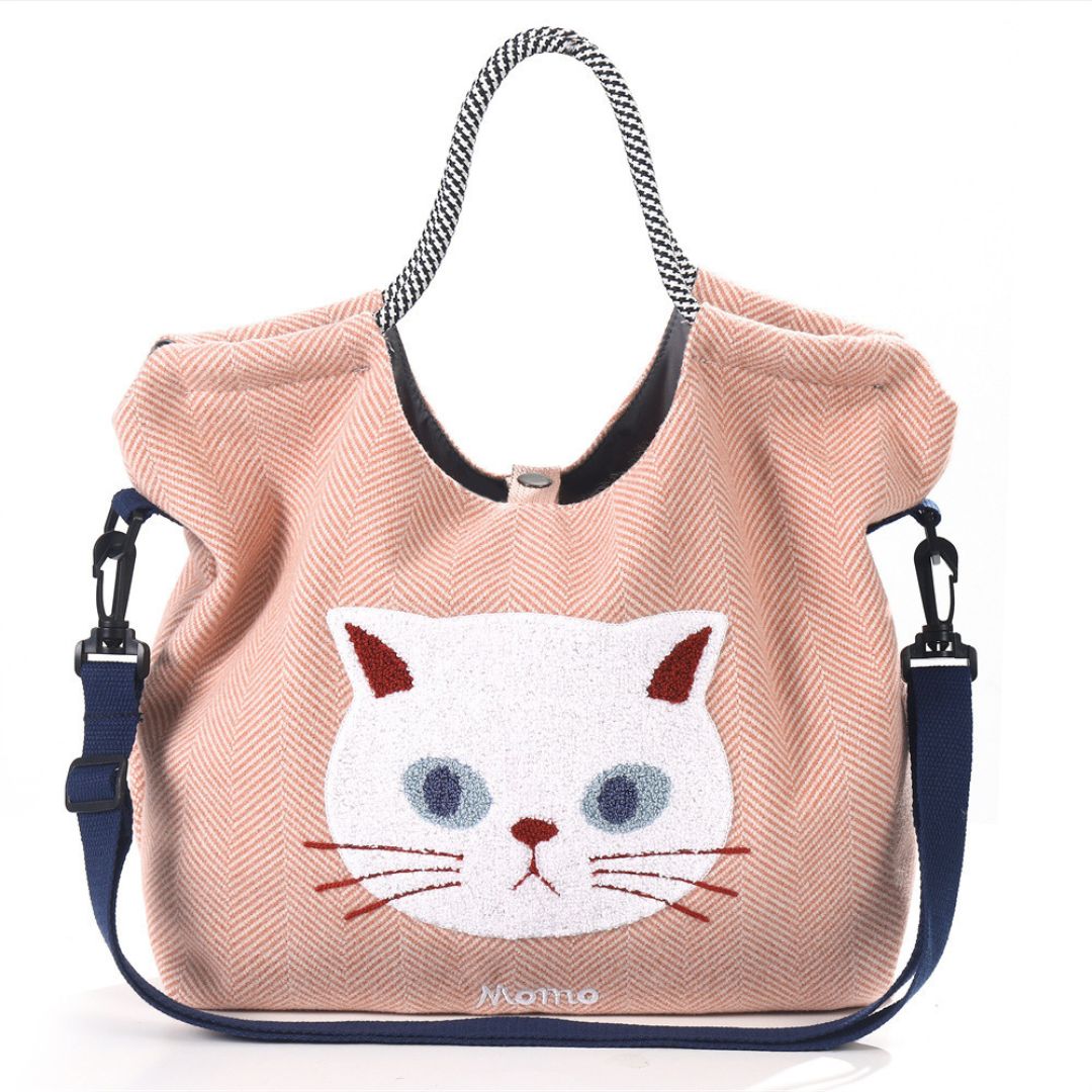 日本の猫をモチーフにした大容量ショルダーバッグ – Bliss Shop