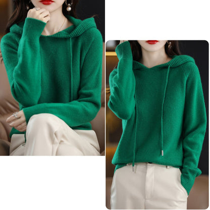 Wool Knit Hooded Top