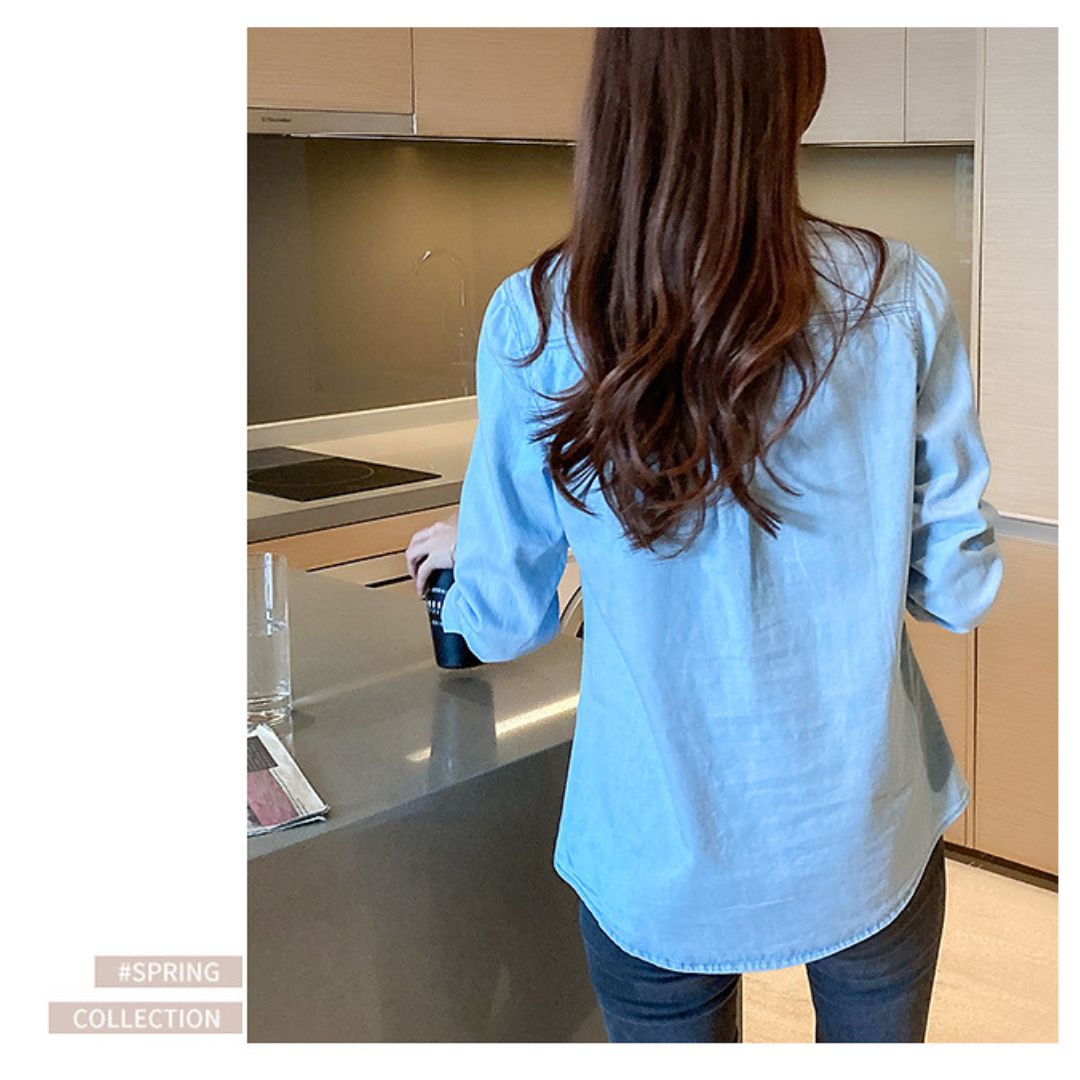 Slim-Fit Long-Sleeve Denim Shirt