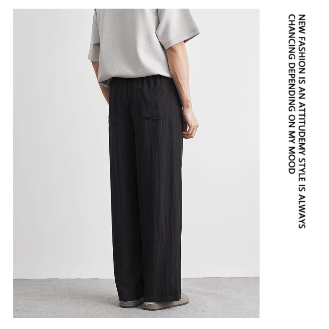 Draped Ice Silk Loose-Fit Casual Pants