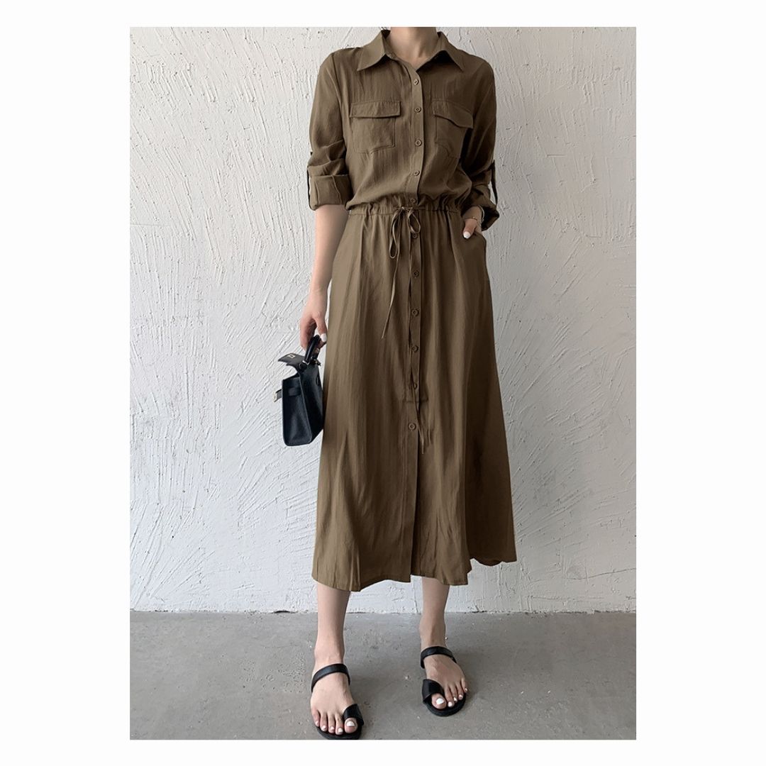 Minimalist Versatile Cinch Waist Maxi Dress