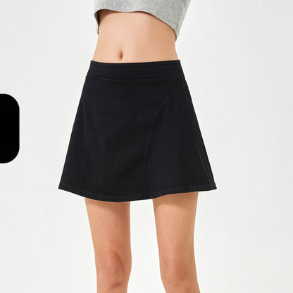 Denim-Look Two-in-One Yoga Fitness Shorts