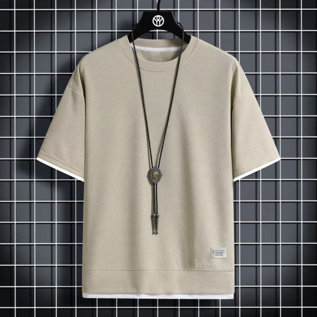 フェイクツーピースクルーネックTシャツ（最低2枚） 