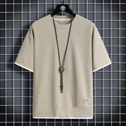 フェイクツーピースクルーネックTシャツ（最低2枚） 
