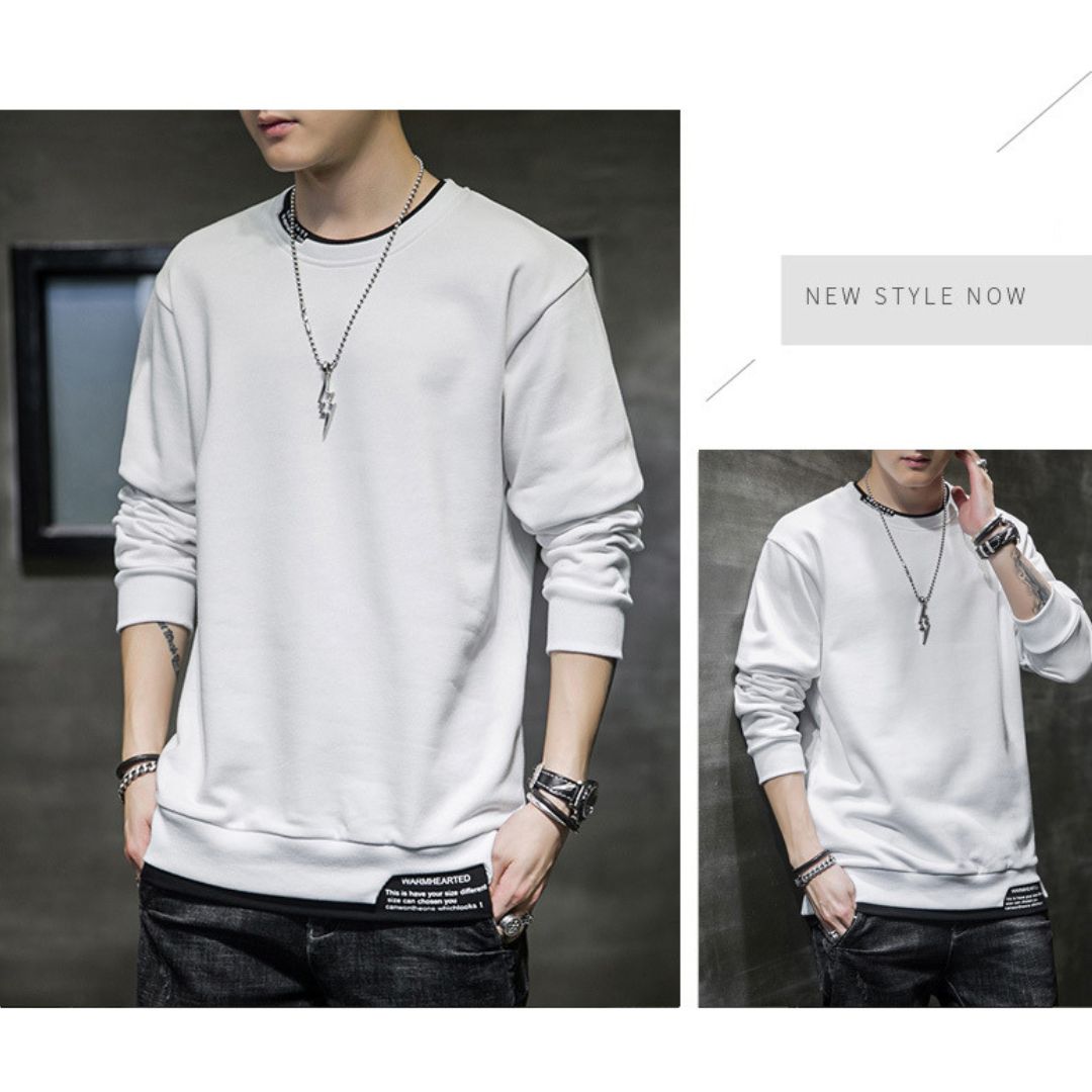 Men's Round-Neck Faux-Layered Sweatshirt