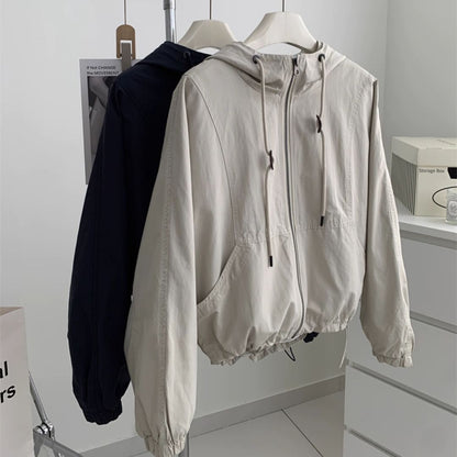 Women's Retro-Style Short-Length Hooded Trench Coat