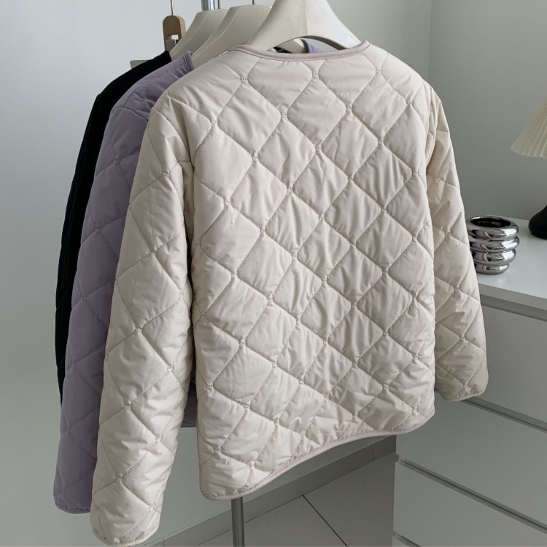 Reversible Diamond-Pattern Padded Jacket