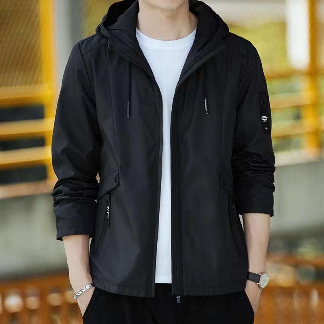 Solid Color Hooded Windbreaker