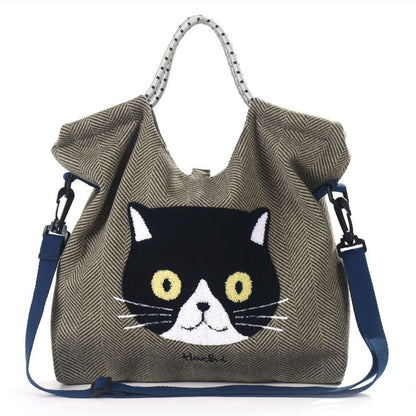 Japanese Cat-Themed Large Capacity Shoulder Bag