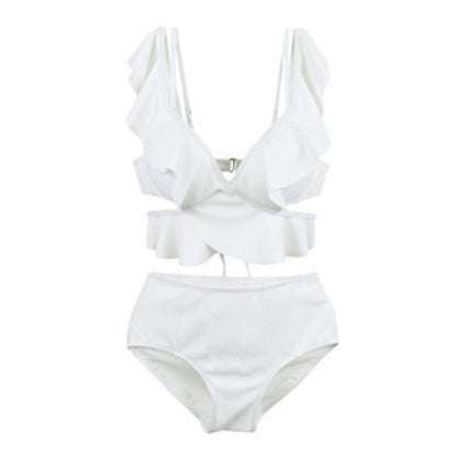 Ruffled High Waist Tummy Covering Two Piece Swimsuit