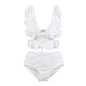 Ruffled High Waist Tummy Covering Two Piece Swimsuit