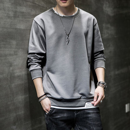 Men's Round-Neck Faux-Layered Sweatshirt