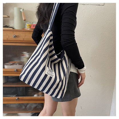 Large Capacity Striped Reversible Canvas Bag