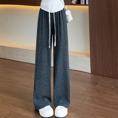 High-Waisted Loose Straight-Leg Casual Pants for Fall