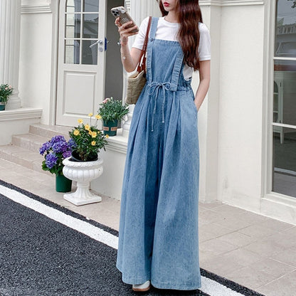 Casual Lazy Style Wide Leg Cinched Waist Jumpsuit