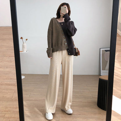 Japanese-style Asymmetrical Color-Block Knit Sweater