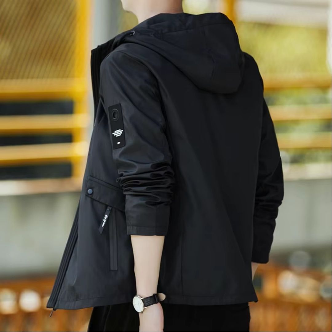Solid Color Hooded Windbreaker