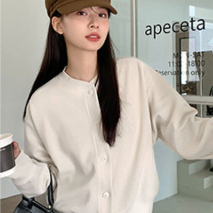 Japanese-Style Round-Neck Button Jacket