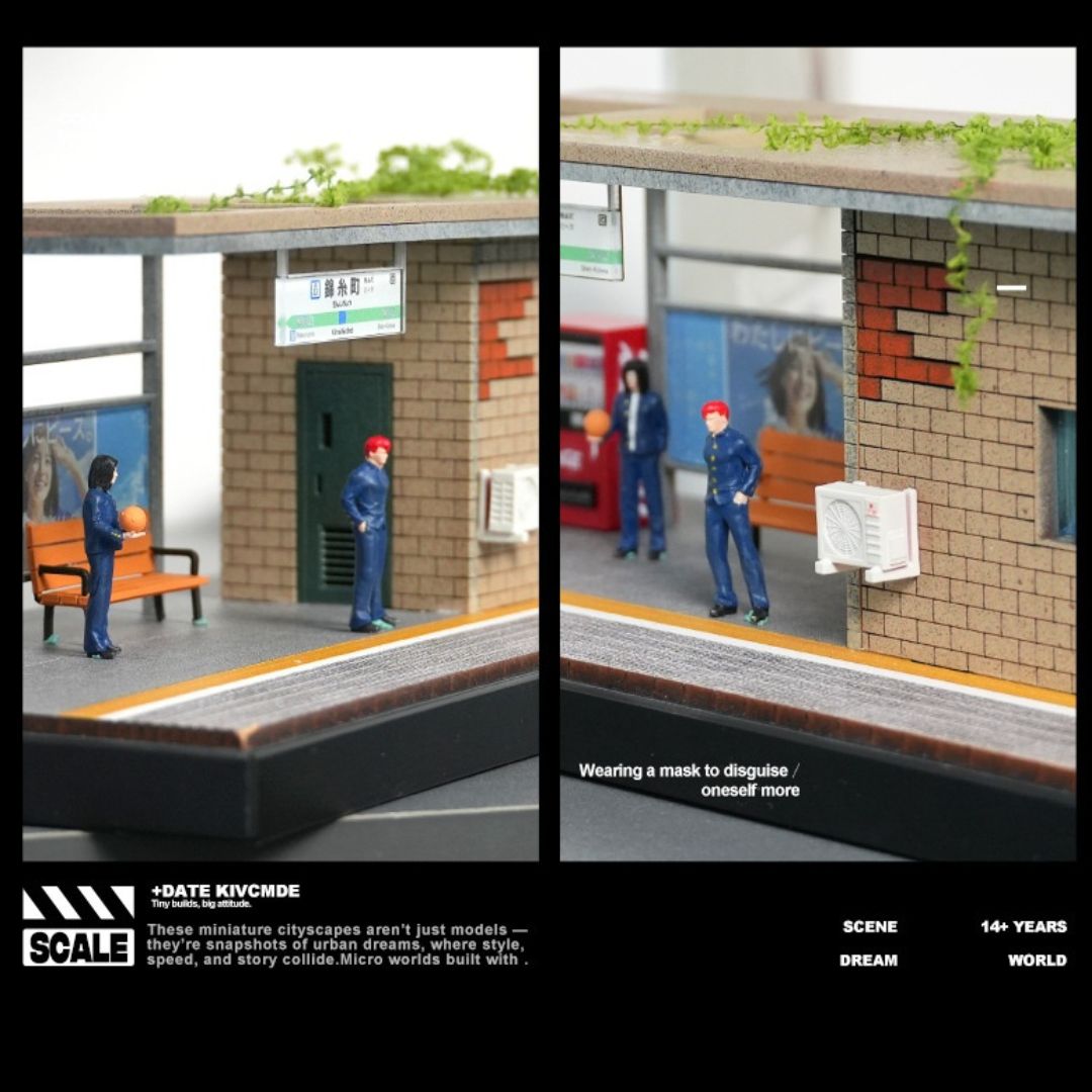 1:64 日本の路面電車駅のシーンボックス