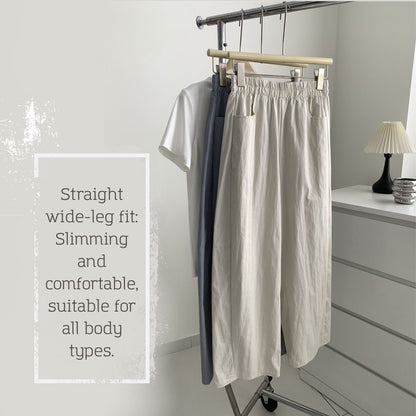 Japanese-Style Vintage Straight-Leg Wide-Cut Cropped Pants