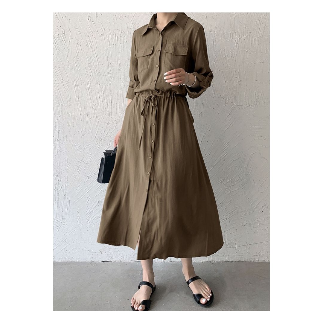 Minimalist Versatile Cinch Waist Maxi Dress