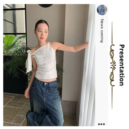 アシンメトリストラップオフショルダートップ