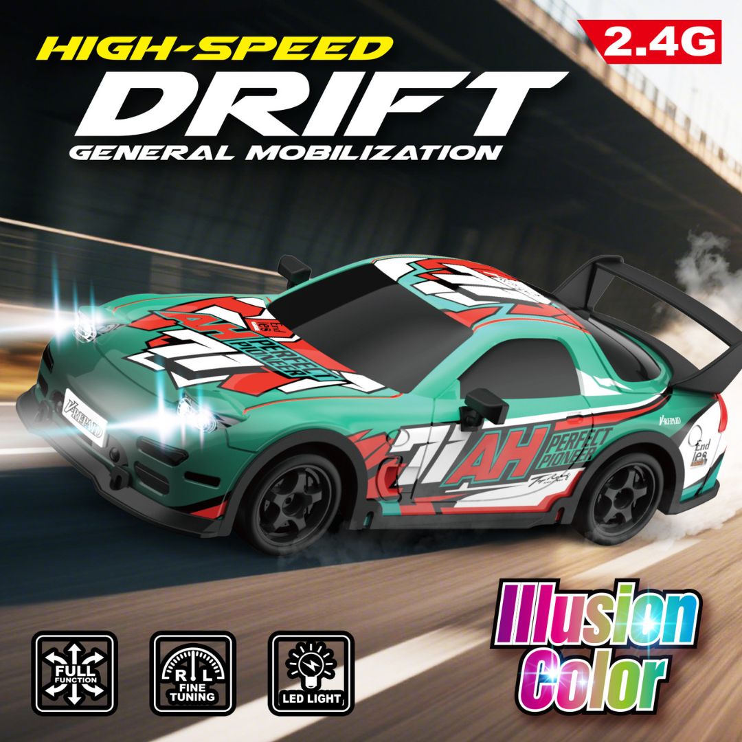 1:18 Scale 4WD High-Speed RC Drift Car with LED Lights