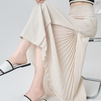 Chiffon Panel Blazer Skirt