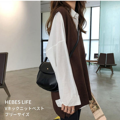 Japanese-style V-Neck Knit Vest
