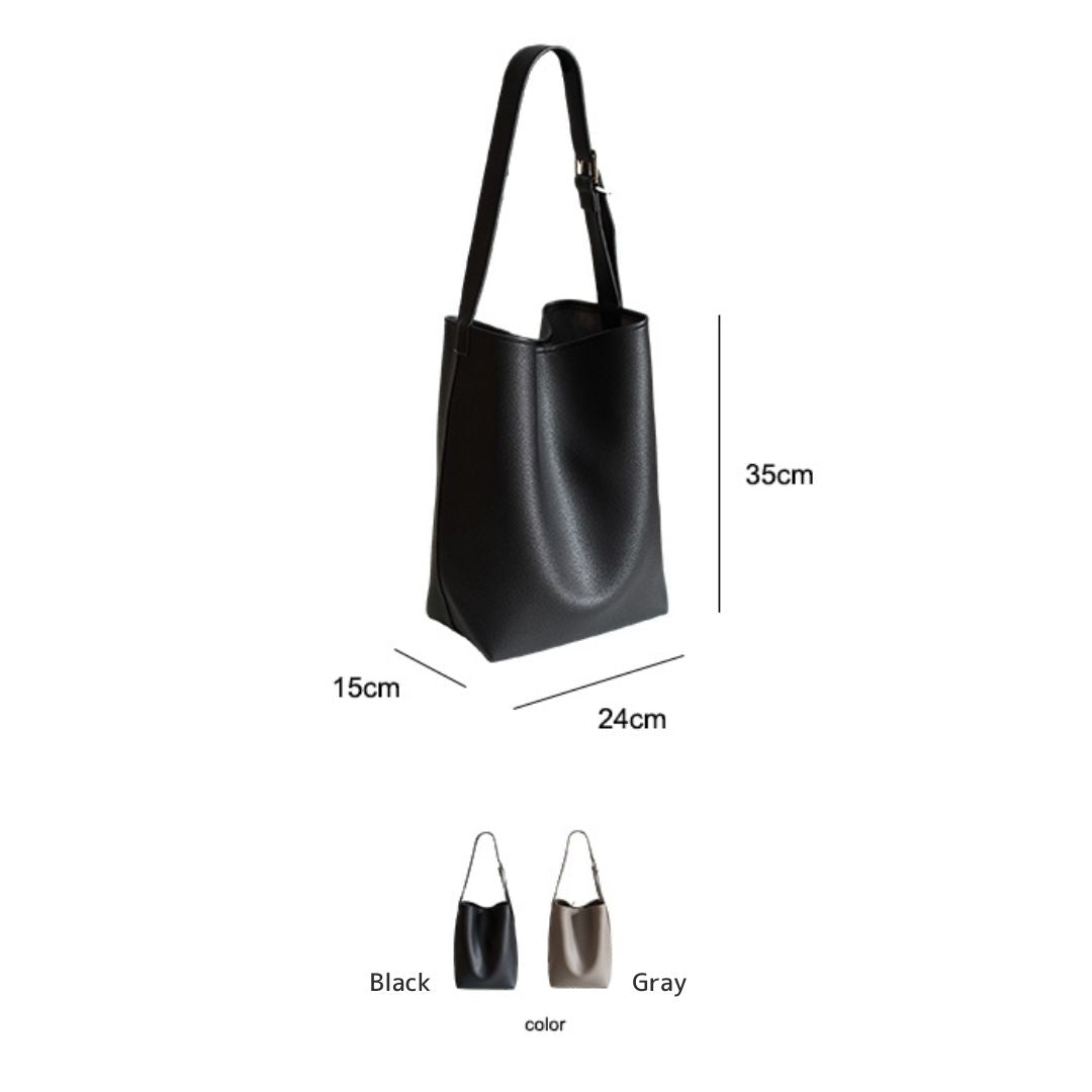 Solid Color Minimalist Large-Capacity Bucket Bag