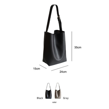 Solid Color Minimalist Large-Capacity Bucket Bag