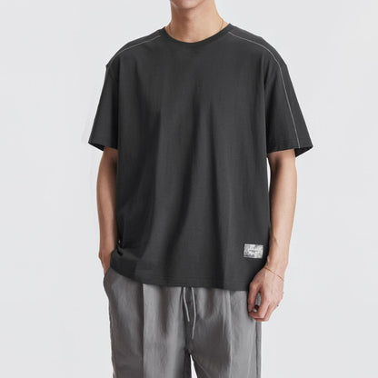 Simple Contrast Stitch Short Sleeve T Shirt