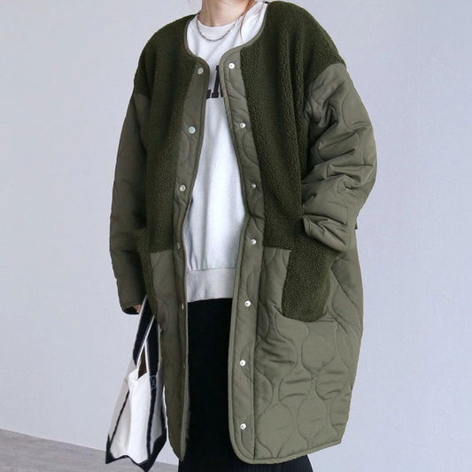 Japanese-Style Cotton Blend Mid-Length Jacket with Paneling