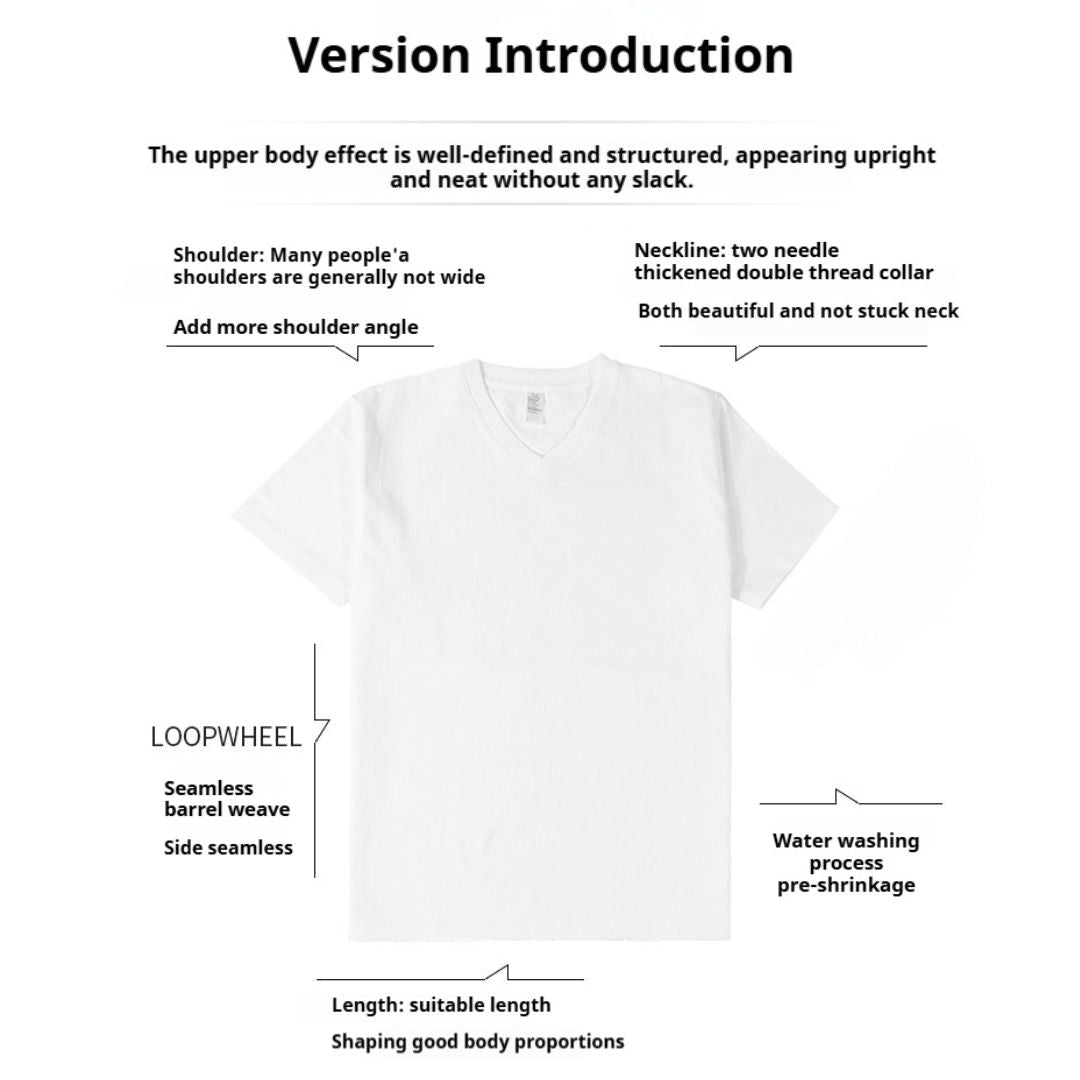 250g Pure Cotton V-Neck Short Sleeve T-Shirt (Min. 2 pcs)