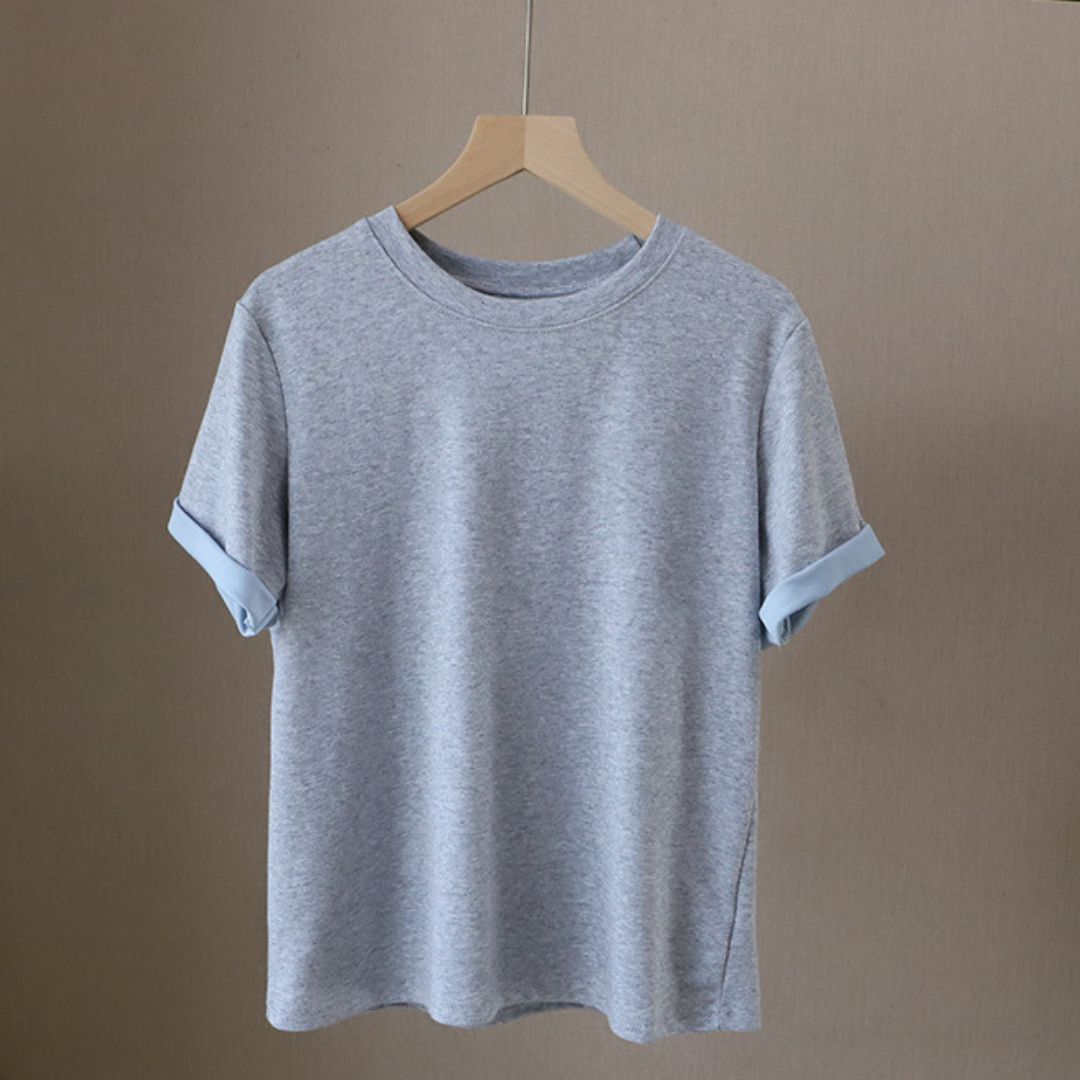 Color Block Crew Neck Versatile Short Sleeve T Shirt