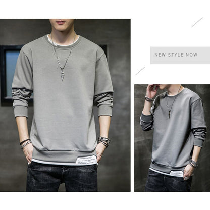 Men's Round-Neck Faux-Layered Sweatshirt