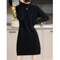Loose-Fit Half-Turtleneck Knit Dress