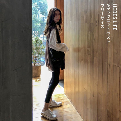 Japanese-style V-Neck Knit Vest