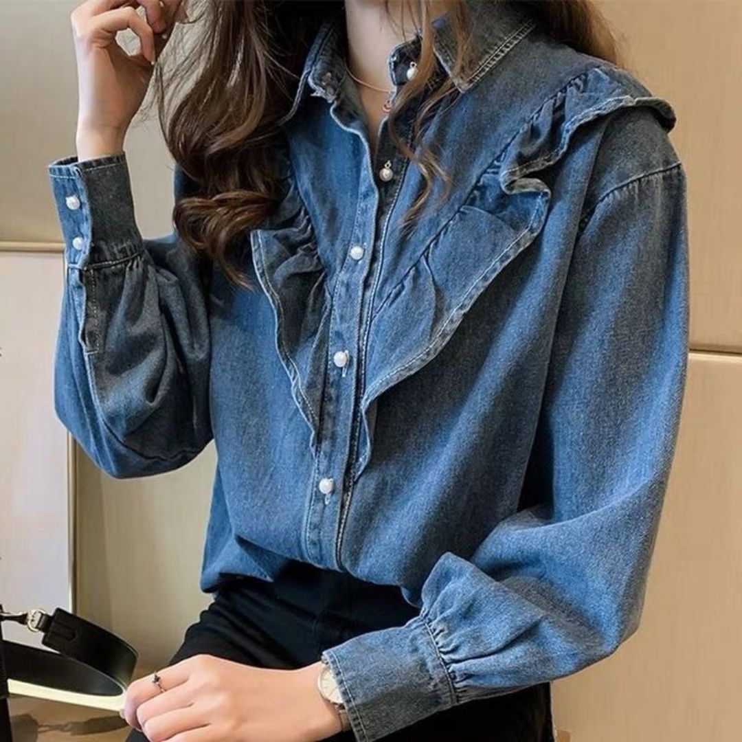 Ruffle Denim Shirt