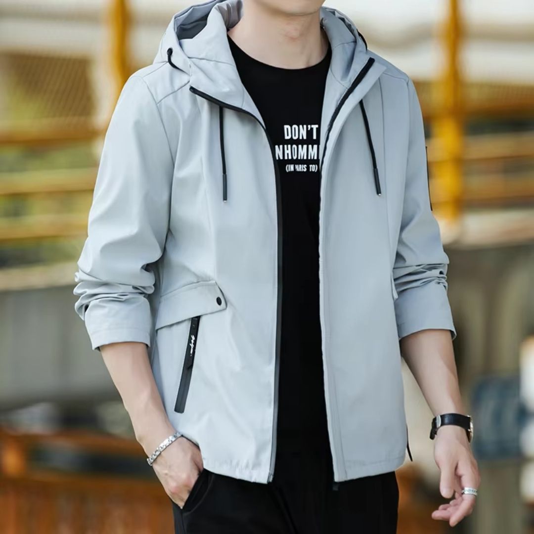 Solid Color Hooded Windbreaker