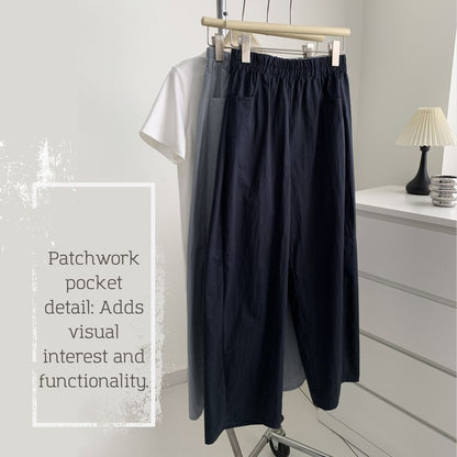 Japanese-Style Vintage Straight-Leg Wide-Cut Cropped Pants