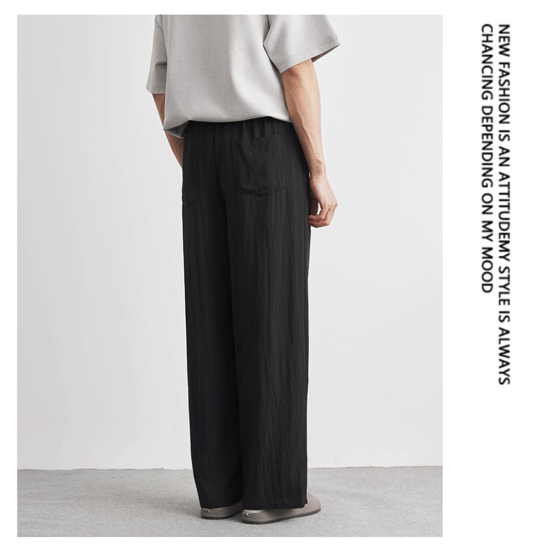 Draped Ice Silk Loose-Fit Casual Pants
