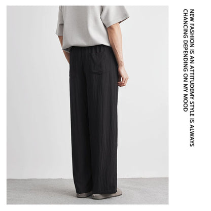 Draped Ice Silk Loose-Fit Casual Pants