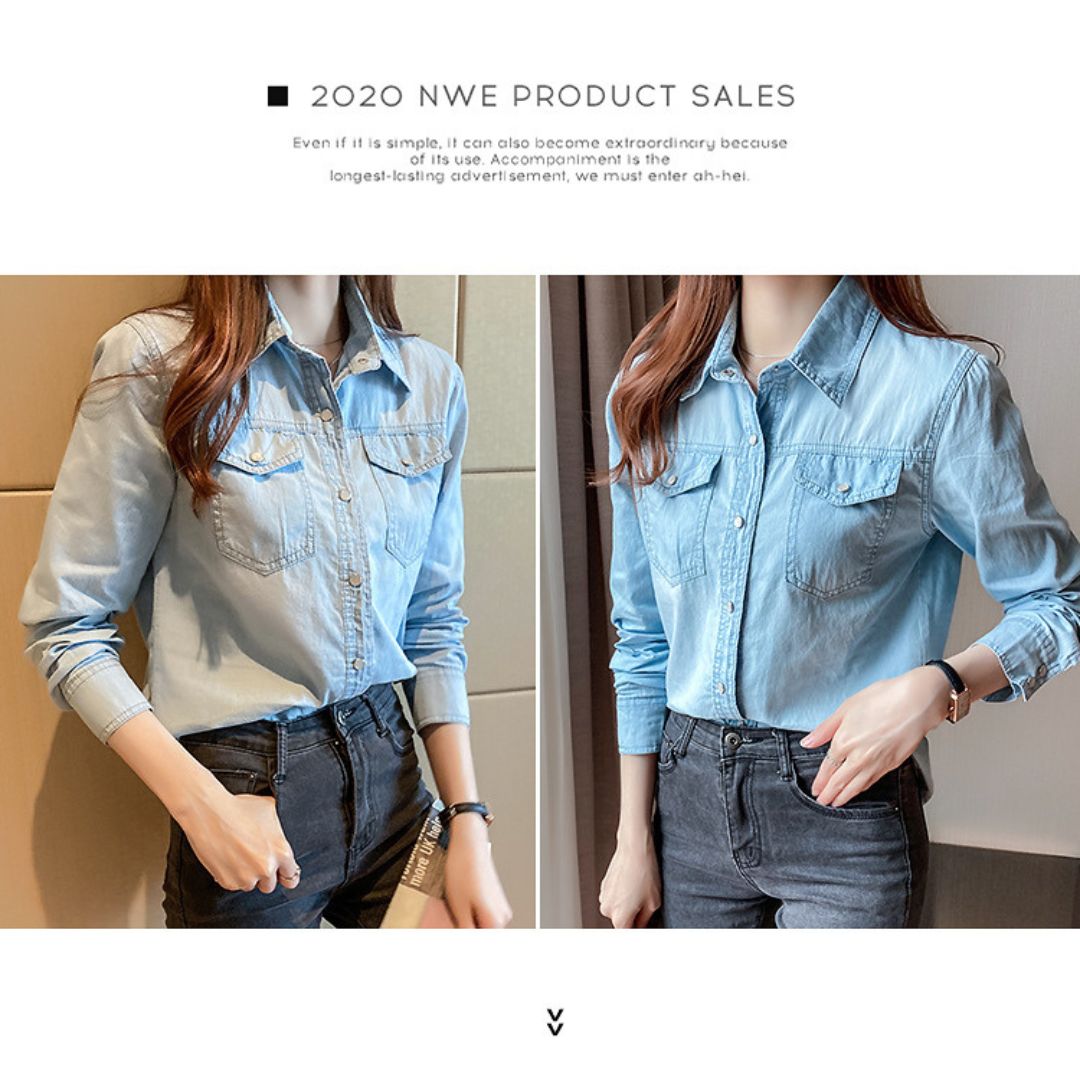 Slim-Fit Long-Sleeve Denim Shirt