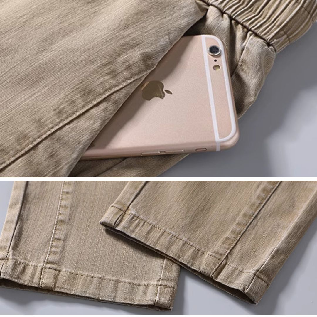 Silky Straight-Leg Faux Denim Trousers