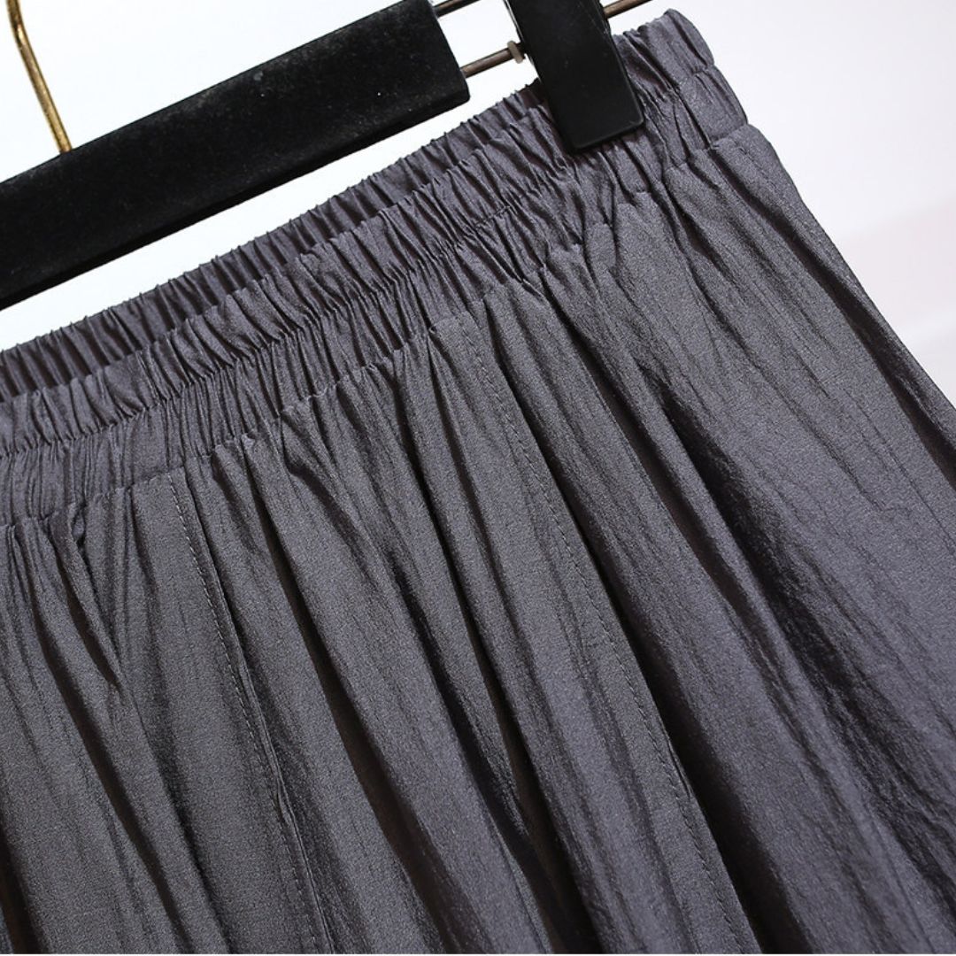 アシンメトリーニットトップス+スカートセット  