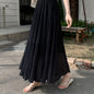 Spring-Summer High-Waist Flowy Pleated Maxi Skirt